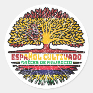 Mauritius Mauritian Spain Spanish Tree Roots Flag Classic Round Sticker