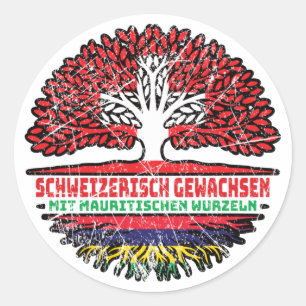 Mauritius Mauritisch Schweizer Schweiz Baum Wurzel Classic Round Sticker
