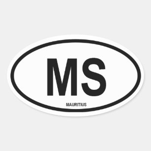 Mauritius "MS" Oval Sticker
