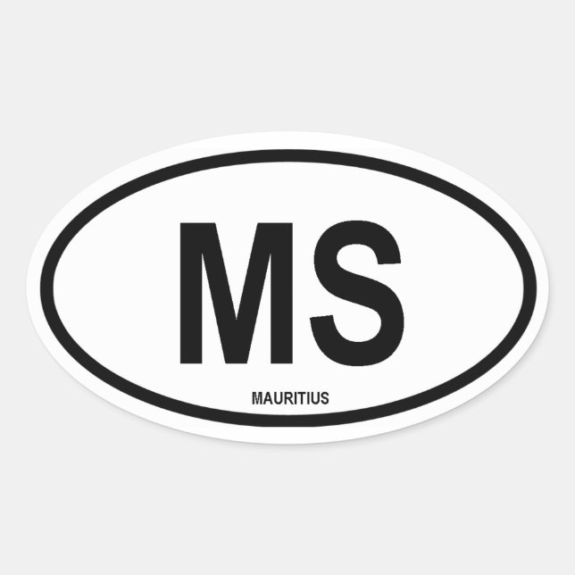Mauritius "MS" Oval Sticker (Front)