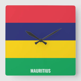 Mauritius National Flag Patriotic Square Wall Clock