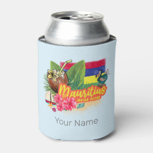 Mauritius Retro Indian Ocean Dodo and Flag Vintage Can Cooler