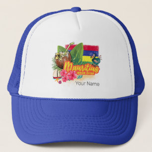 Mauritius Retro Indian Ocean Dodo and Flag Vintage Trucker Hat