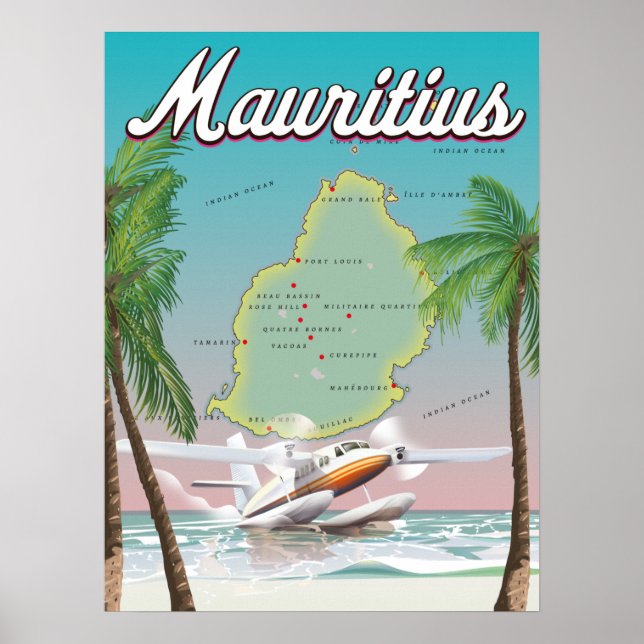 Mauritius vintage travel poster (Front)