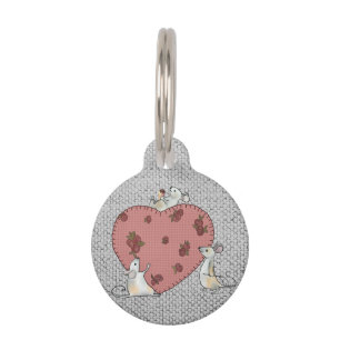 Mäuse nähen Herz Pet Tag