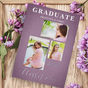 Mauve 3 Photos Collage Graduation Textile Effect