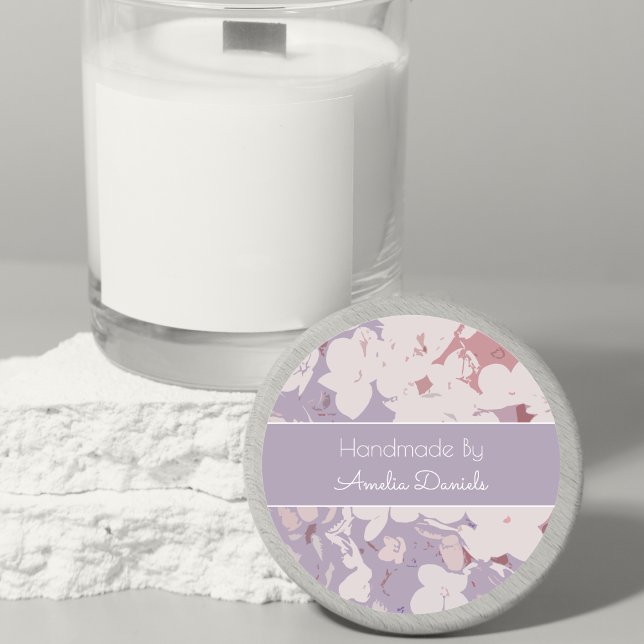 Mauve Abstract Floral Handmade By Classic Round Sticker (Creator Uploaded)
