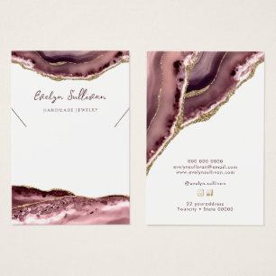 Mauve agate necklace display card
