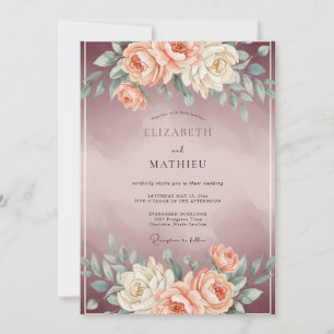 Mauve Alluring Romantic Wedding Invitation