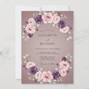 Mauve Amethyst Watercolor Wedding Invitation