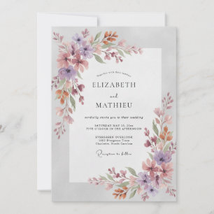 Mauve Amethyst Wildflower Wedding Invitation