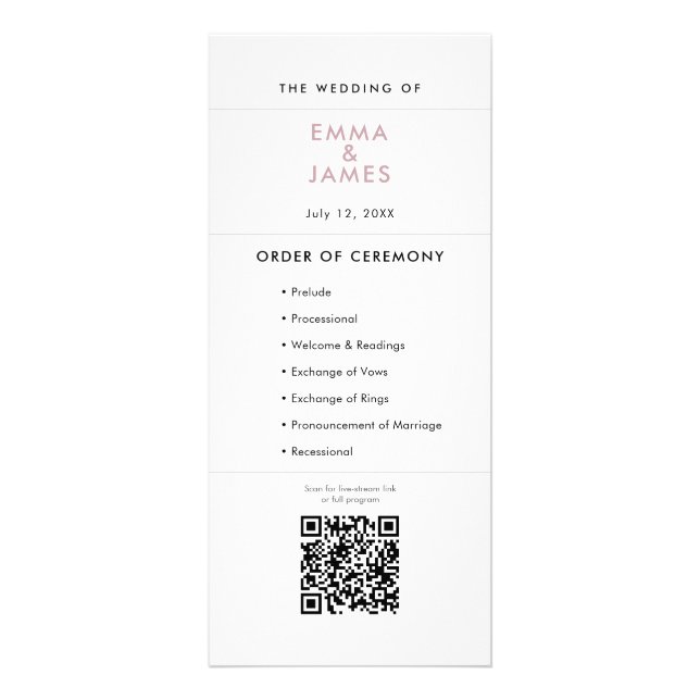 Mauve Ampersand Wedding | Program | QR Code Rack Card (Front)