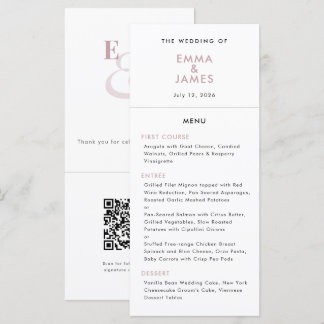 Mauve Ampersand Wedding | QR Code | Elegant Menu