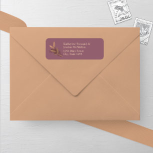 Mauve and Bronze Fall Leaf Wedding Return Address Label