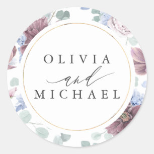 Mauve and Dusty Blue Floral Wedding Seal