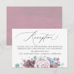 Mauve and Dusty Blue Wedding Reception Enclosure Card