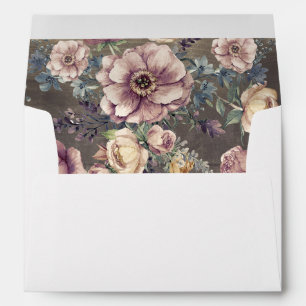 Mauve and Gold Floral Vintage Rustic Envelope