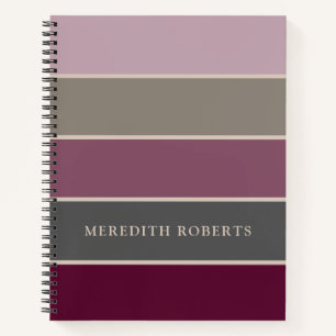 Mauve and Green Dramatic Wide Stripes Personalised Notebook