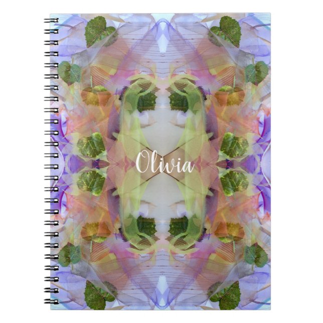 Mauve and Green Leaves Pattern Notebook (Front)