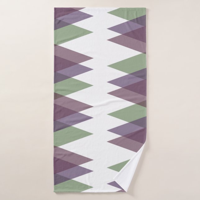 Mauve and green triangles bath towel (Bath Towel)
