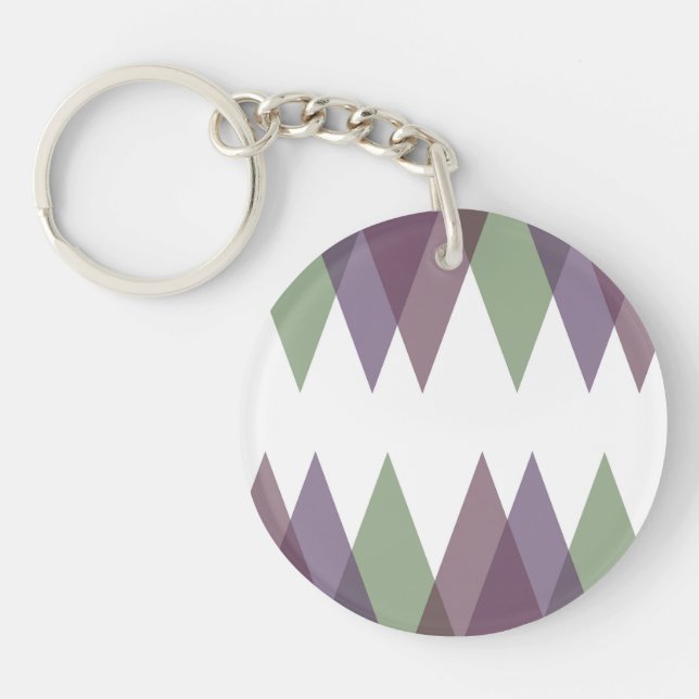 Mauve and green triangles key ring (Front)