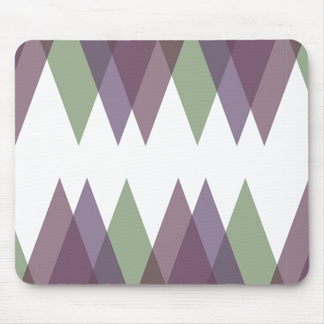Mauve and green triangles mouse pad (Front)