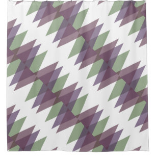 Mauve and green triangles shower curtain