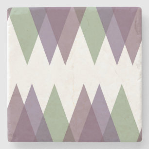 Mauve and green triangles stone coaster