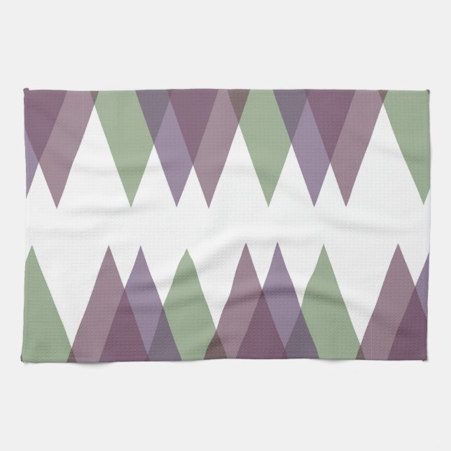 Mauve and green triangles tea towel (Horizontal)