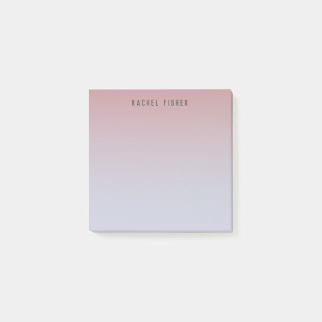 Mauve and Light Blue Sunset Ombre Personalised Post-it Notes (Front)