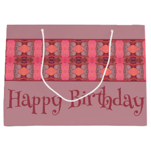 Mauve And Peach Patterned Designer Large Gift Bag