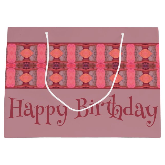Mauve And Peach Patterned Designer Large Gift Bag (Front)