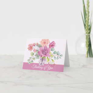 Mauve and peach watercolor floral customisable note card