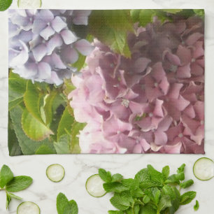 Mauve and  Pink Hydrangeas Tea Towel