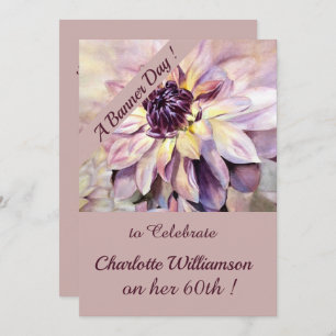 Mauve and Purple Watercolor Floral Birthday Invitation