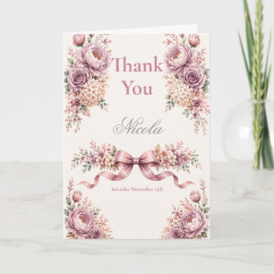 Mauve and Rose Gold Sweet Sixteen Thank You Card