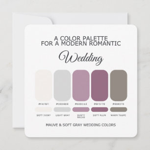 Mauve and Soft Grey Wedding Colour Palette Card