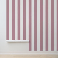 Mauve and White Bold Vertical Stripes