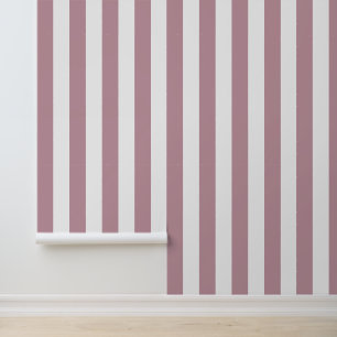 Mauve and White Bold Vertical Stripes Wallpaper