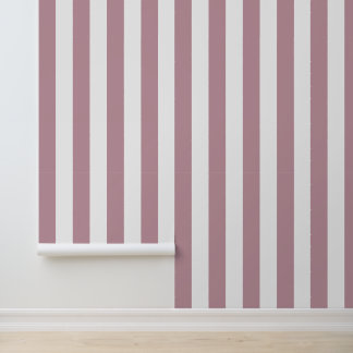 Mauve and White Bold Vertical Stripes Wallpaper
