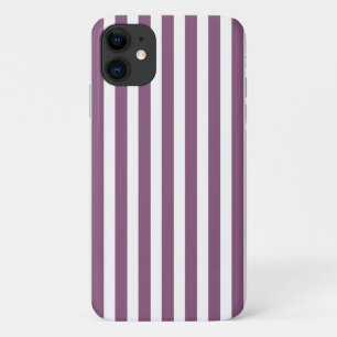 Mauve and white candy stripes iPhone 11 case