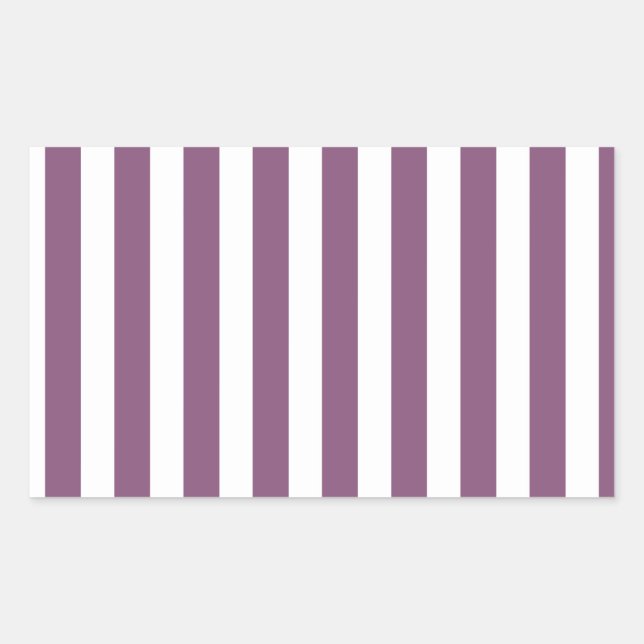 Mauve and white candy stripes rectangular sticker (Front)