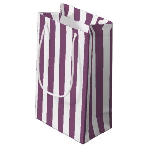Mauve and white candy stripes small gift bag