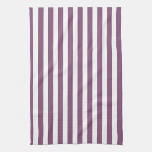 Mauve and white candy stripes tea towel