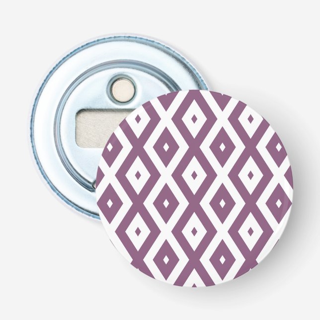 Mauve and white diamond pattern bottle opener (Front)