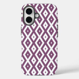 Mauve and white diamond pattern iPhone 16 case
