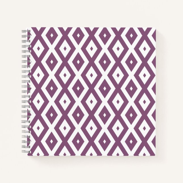 Mauve and white diamond pattern notebook (Front)
