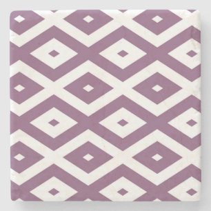 Mauve and white diamond pattern stone coaster