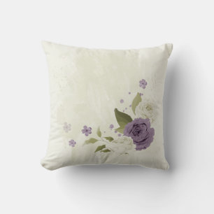 mauve and white flowers cushion