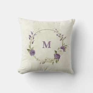 mauve and white flowers cushion